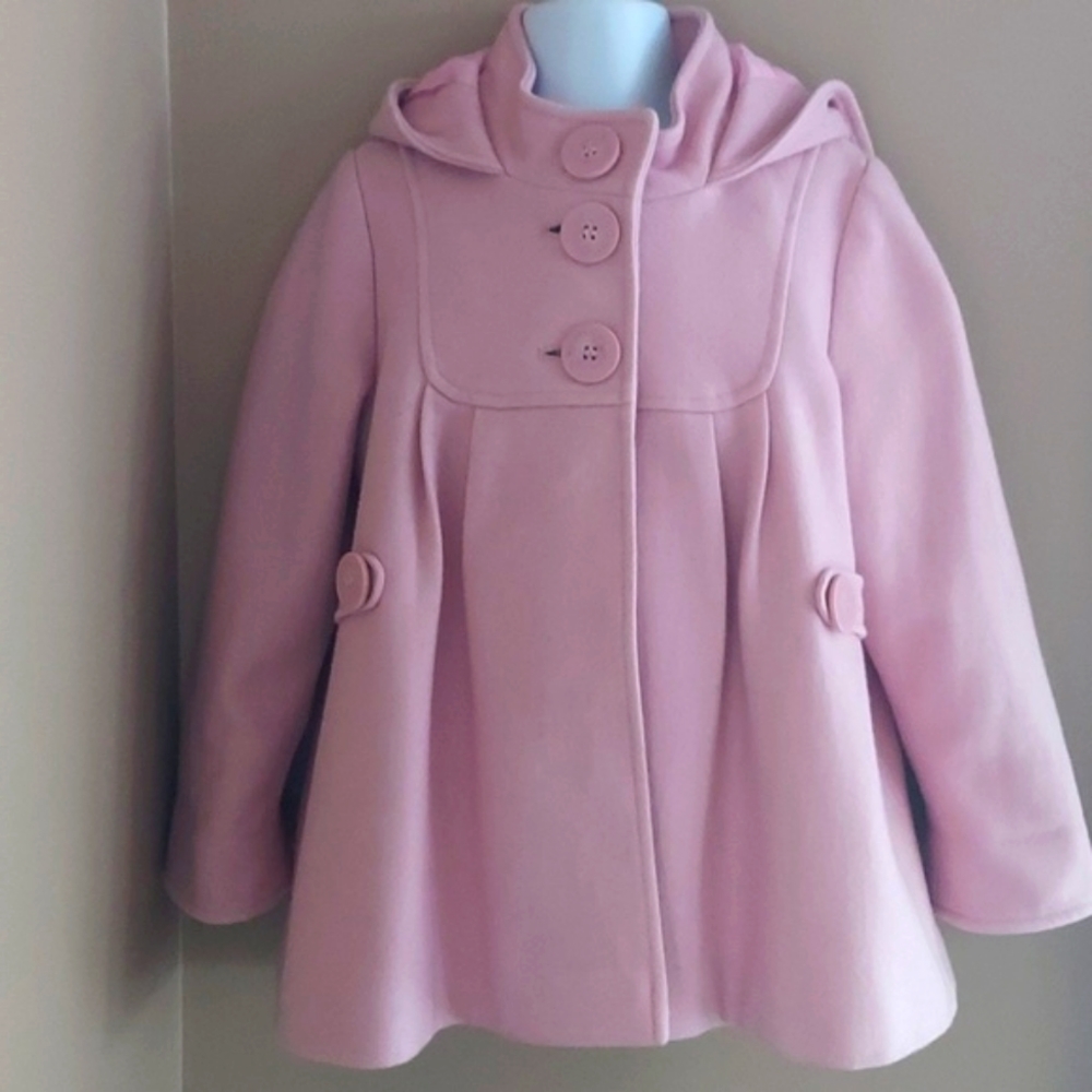 next Girls' Hooded Pink A-Line Pea Coat